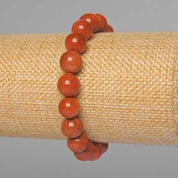 Bracelet Aventurine Sable doré (synthétique) perles lisses, diamètre 10 mm ±, longueur 18 cm ± (élastique)