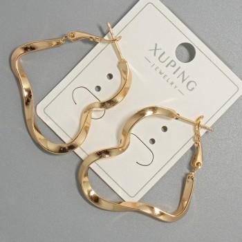 Boucles d'oreilles anneau Xuping, épaisseur 3 mm, diamètre environ 34 × 51 mm, dorure en or 18 carats