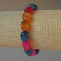 Bracelet en agate assortie, pierre naturelle, segments d’agate, diamètre 9×12 mm, longueur 18 cm ± (élastique)
