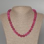 Collier en tourmaline rose framboise, boules lisses de 10 mm, longueur environ 47 cm
