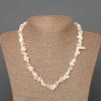 Collier en adulaire, pierre naturelle, grains d'adulaire, diamètre 8×4 mm ±, longueur environ 47 cm