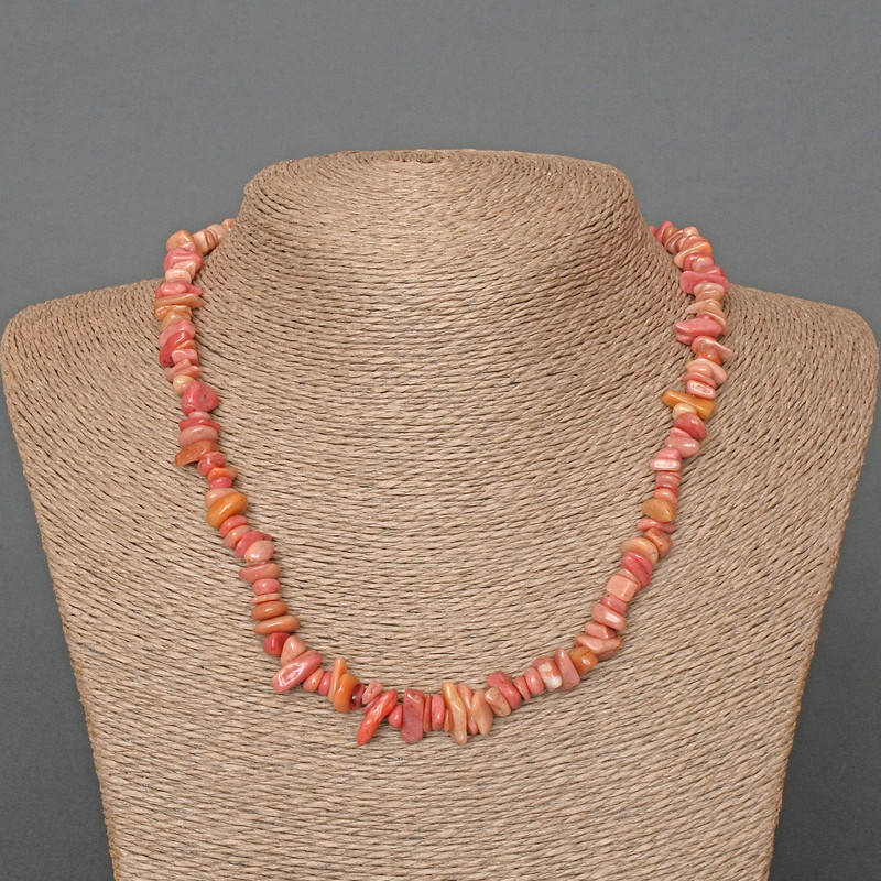 Collier en rhodochrosite naturel, grains de 8x3 mm ±, longueur 47 cm ±