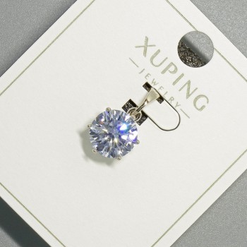 Pendentif Xuping avec cristal blanc, diamètre 9 mm ±, longueur 17 mm ±, rhodié
