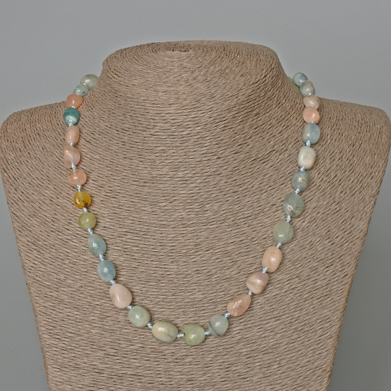 Collier en Morganite naturel, perles facettées, diamètre 9×12 mm, longueur 49 cm ±