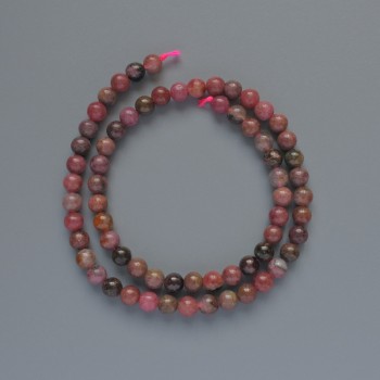 Perles de rhodoïte, pierre naturelle, billes lisses, diamètre environ 6 mm, longueur 38 cm sur fil