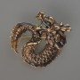 Broche-pendentif Dragon brun émaillé, métal doré 42 × 42 mm