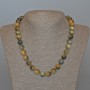 Collier œil de chat jaune-gris, pierre naturelle, billes lisses, diamètre 10,5 mm, longueur 49 cm