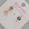 Puces d'oreilles Xuping avec cristal noir, diamètre 7 mm ± dorure 18K