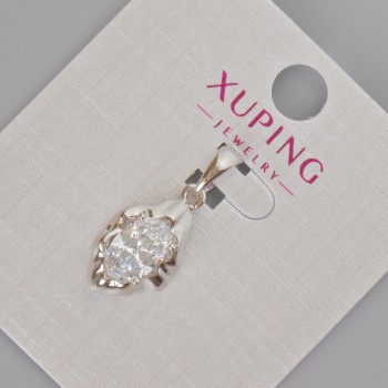 Pendentif Xuping avec cristal blanc en rhodié, diamètre 24 x 11 mm ±