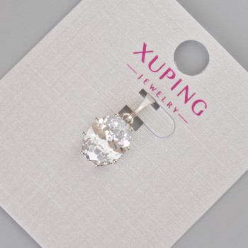 Pendentif Xuping avec cristal blanc, diamètre 18×9 mm ± rhodium