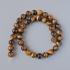 Perles œil-de-tigre, pierre naturelle, boule polie, diamètre 10 mm + -, longueur 38 cm + - sur fil