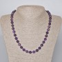 Collier en améthyste naturelle, perles facettées, diamètre 8 mm ±, longueur 46-49 cm ±
