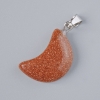 Pendentif «Lune» Aventurine Sable Doré (synthétique) pierre, diamètre 18×12 mm ±, longueur 26 mm ±