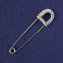 Broche-épingle argentée avec strass blancs 80 × 20 mm+