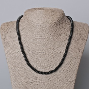 Collier en schungite artificielle – rondelle lisse, diamètre 6×3 mm, longueur 45–48 cm+-