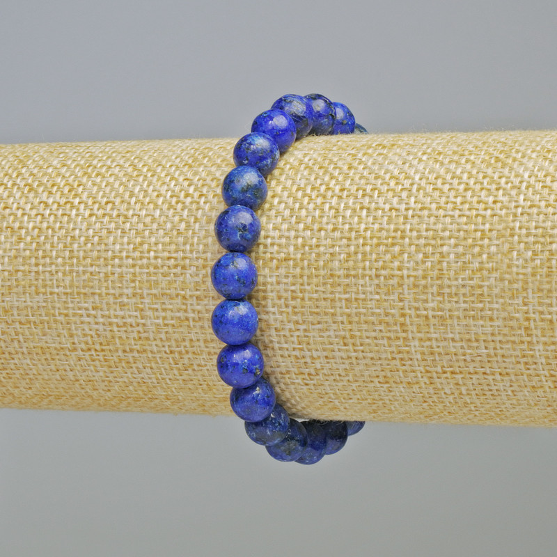 Bracelet en lapis-lazuli synthétique, perles lisses de 8 mm ± (élastique), longueur 18 cm