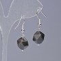 Boucles d'oreilles en obsidienne argentée, pierre naturelle facettée, diamètre 10 × 12 mm, longueur 32 mm ±