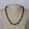 Collier œil-de-chat vert naturel, perles rondes lisses, diamètre 10,5 mm ±, longueur 45–48 cm ±