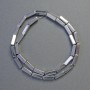 Perles d'hématite rectangulaires couleur argent, dimensions 12 x 4 mm, longueur d'environ 42 cm