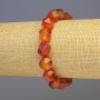 Bracelet en cornaline naturelle, pierre facettée, diamètre environ 11 × 11 mm, longueur 18 cm ± élastique