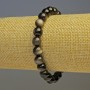 Bracelet obsidienne argentée, billes lisses, diamètre environ 8 mm, longueur 18 cm, élastique