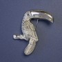Broche-pendante oiseau Toucan en métal argenté 62×40 mm