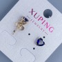 Boucles d'oreilles puces Xuping «Cœur avec pierre bleue» 6 mm ± dorure 18K
