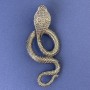 Broche-pendantif Serpent gris argenté Cobra métal argenté 77×33mm+