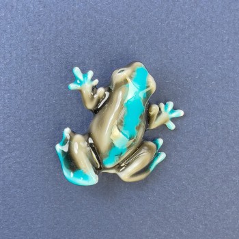 Broche Grenouille couleur gris et bleu argenté, métal 27×30 mm+