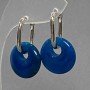 Boucles d'oreilles en agate, forme anneau, diamètre environ 18 mm, longueur environ 31 mm