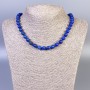 Collier en lazurite synthétique – perles lisses, diamètre 8 mm, longueur 45 cm, avec fermoir