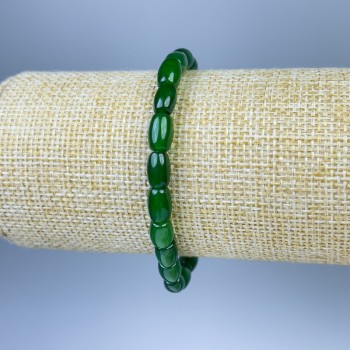 Bracelet chrysoprase barillet, diamètre 8×6 mm, longueur 18 cm, sur élastique