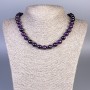 Collier œil de chat violet, perles lisses, diamètre environ 10 mm, longueur environ 45 cm, avec fermoir