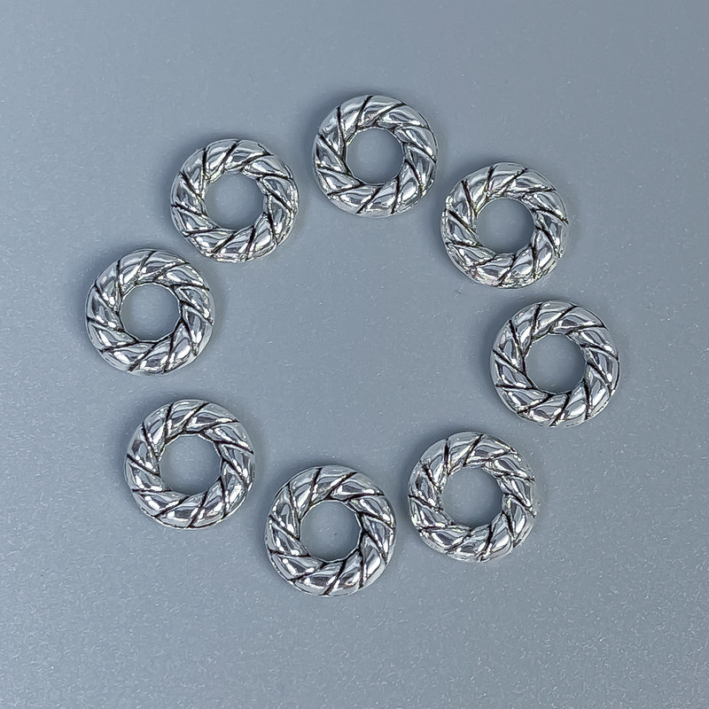 Fournitures — insert de perle couleur argentée, diamètre 8×2 mm, trou de 3,5 mm, conditionnement 38 pièces