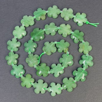 Perles de jade naturel en forme de fleur, diamètre 15×6 mm ±, trou 1 mm ±, perles de rocaille diamètre 3 mm, longueur 41 cm+