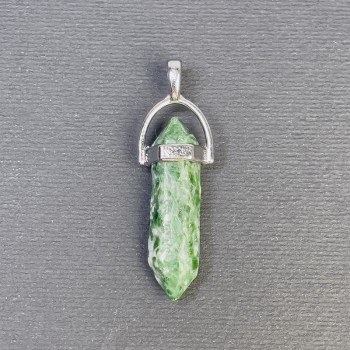 Pendentif en agate mousse, cristal hexagonal boule, 8x31x41 mm +