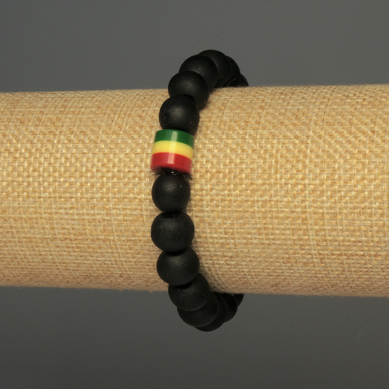 Bracelet perles en bois, diamètre 10 mm ±, insertion en acrylique 9×8 mm ±, longueur 18 cm ±, élastique