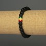 Bracelet en bois avec perles, diamètre 8 mm ±, insertion en acrylique 9×8 mm ±, longueur 18 cm ±, élastique