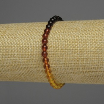 Bracelet en ambre Dégradé, perles lisses, diamètre 5 mm ±, longueur 18 cm ±, élastique