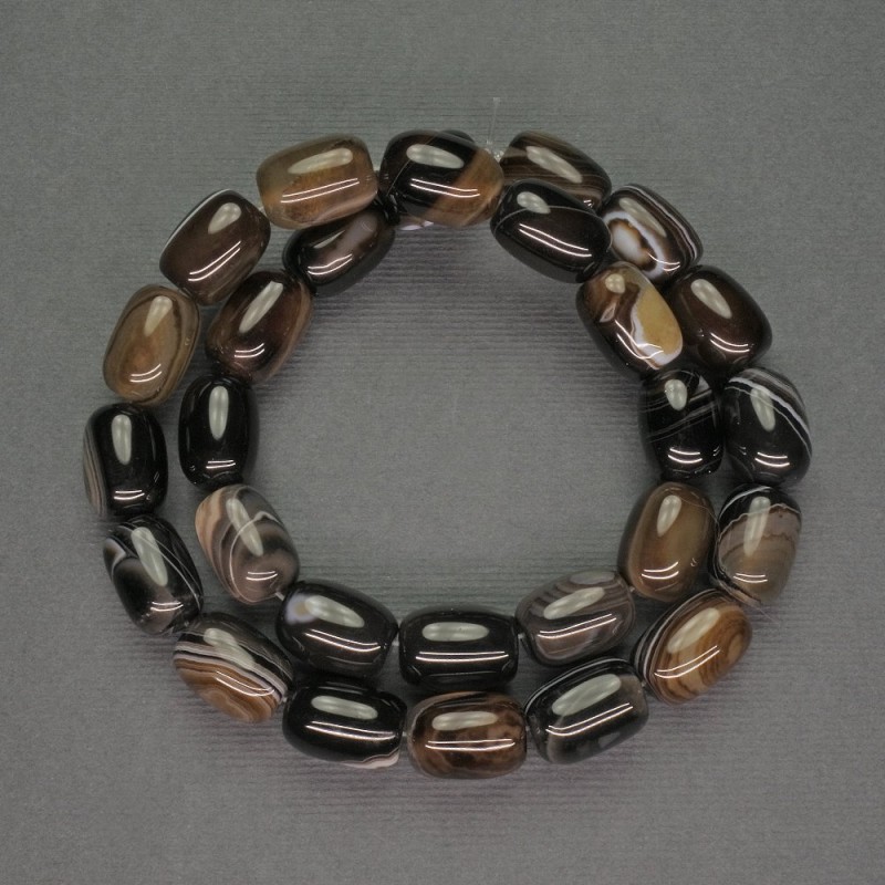 Perles d'agate en forme barillet, diamètre 10×13 mm, longueur environ 39 cm