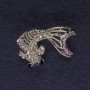 Broche Poisson avec strass arc-en-ciel et métal argenté, diamètre 28×18 mm +