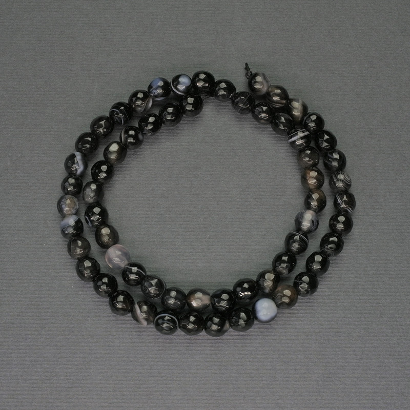 Perles d'agate facettées, billes de 6 mm ± sur fil, longueur 37 cm+