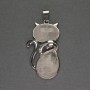 Pendentif «Chat» en cristal de roche et métal argenté 25×51 mm ±