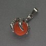 Pendentif jaspe rouge — patte avec boule, 18 × 37 mm +- métal argenté