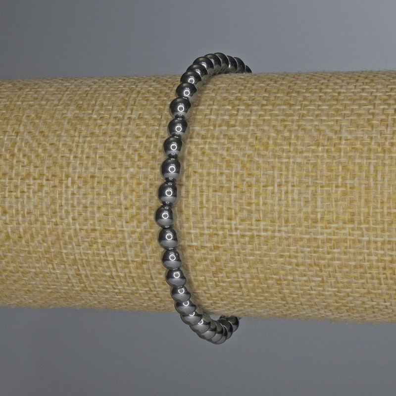 Bracelet térahertz à billes lisses, diamètre d'environ 5 mm, longueur d'environ 18 cm, élastique