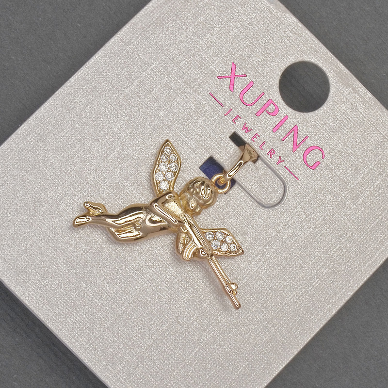 Pendentif Xuping «Cupidon» avec strass blancs, diamètre 24 mm, longueur 27 mm, dorure 18K