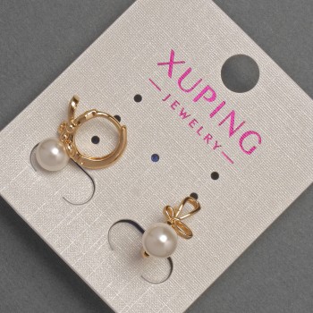 Boucles d'oreilles Xuping avec perle de Majorque, diamètre environ 6 mm, longueur environ 14 mm, dorure 18K