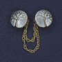 Broche pour cardigans, émail bleu clair, métal doré, diamètre d'environ 20 mm, chaîne d'environ 9 cm