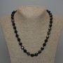Collier en pierre naturelle obsidienne solaire à facettes, diamètre 10×9 mm ±, longueur 50 cm ±