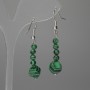 Boucles d'oreilles en malachite à facettes multiples 8 mm ±, bille lisse 4 mm ±, longueur environ 46 mm ±